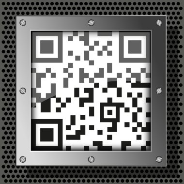 QR code tasarımınız için metal plaka üzerinde vektör