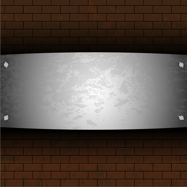 Векторная стальная плита на кирпиче для Вашего дизайна — стоковый вектор