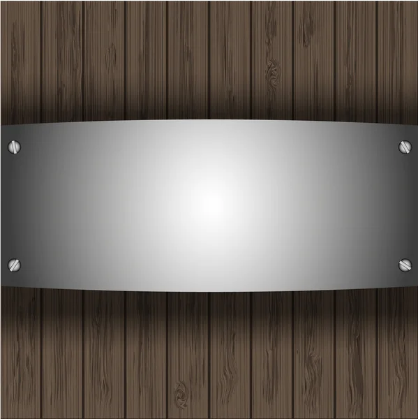 Plaque d'acier vectorielle sur des panneaux en bois pour votre conception — Image vectorielle