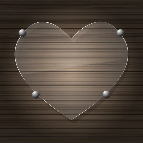 Διάνυσμα γυαλί καρδιά σε ξύλο — Διανυσματικό Αρχείο