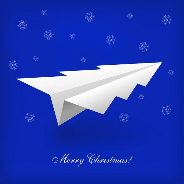 圣诞树和折纸飞机的概念。矢量插画 — 图库矢量图片
