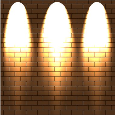 Lighted a brick wall. Vector illustration.Best choice clipart