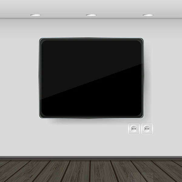 Intérieur. mur avec tv et parquet. illustration vectorielle. Meilleur choix — Image vectorielle
