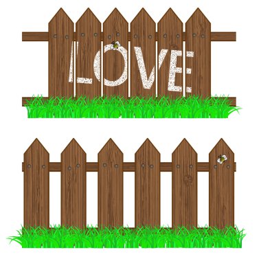 Vector fence with grass for your design clipart