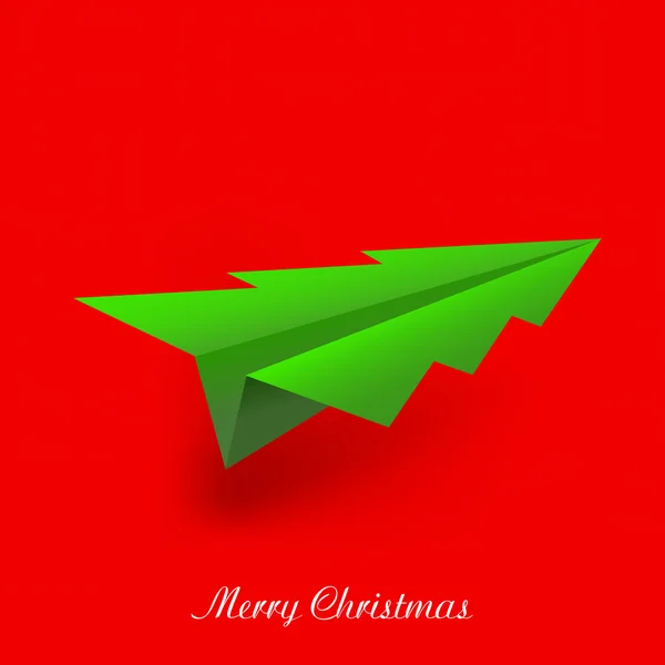 Concept van de kerstboom en origami vliegtuig. vectorillustratie — Stockvector