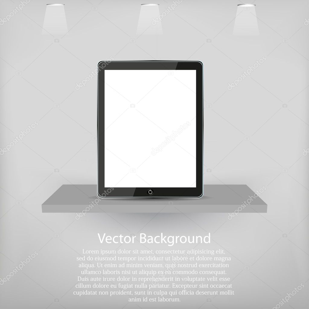 Vector shelf with a computer tablet. Best choice
