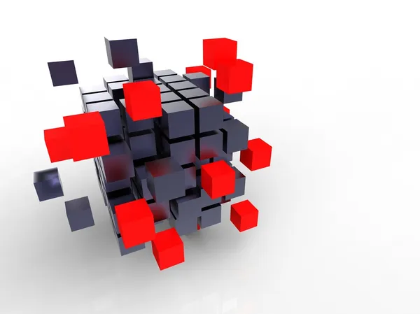 Rött kub tillsammans — Stockfoto