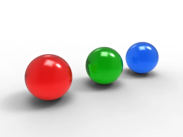 Rood groen blauw bollen — Stockfoto