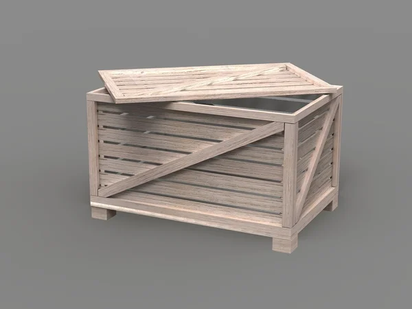 Geïsoleerde houten kist — Stockfoto