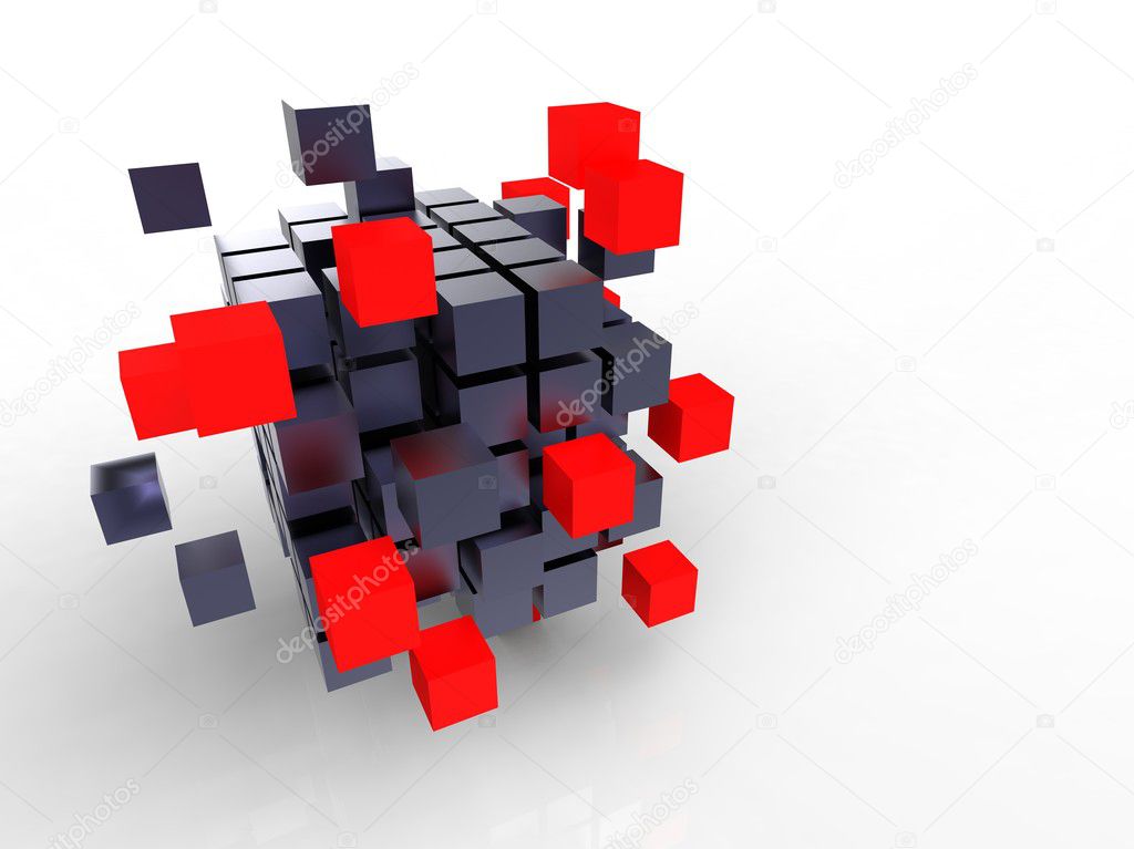 Red cube together