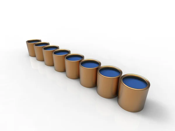 Blue paint cans — Stock Photo, Image