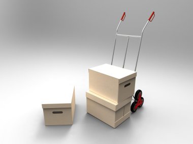 Cardboard and cart clipart