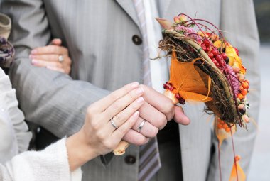 Bride and groom's hands clipart