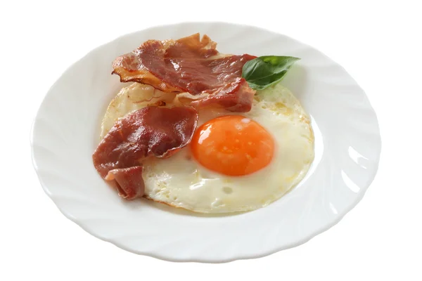 Fried egg with ham — Stock Photo, Image