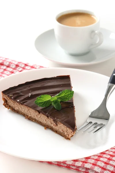 Schokoladenkuchen mit Kaffee — Stockfoto
