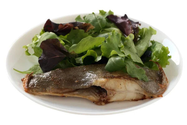 Fried flounder with salad — Stock Photo, Image