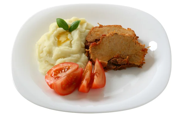 Schweinefleisch mit Kartoffelbrei — Stockfoto