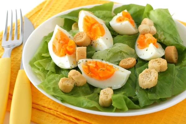Pokroić jajka na sałacie — Zdjęcie stockowe