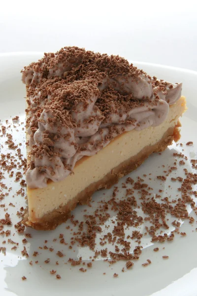 Cheesecake med choklad grädde — Stockfoto