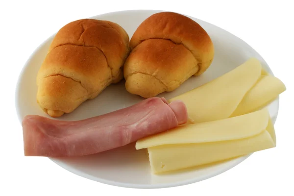 Rolls with cheese and ham — Stock Photo, Image