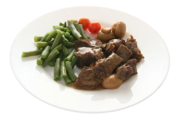 Mięsa z pieczarkami i warzywami — Zdjęcie stockowe