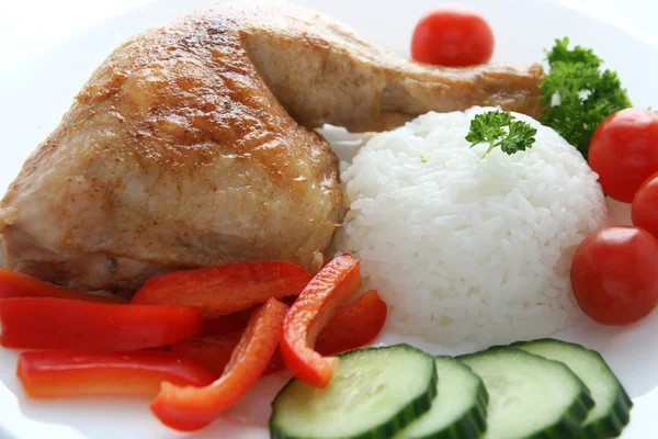 Smażony kurczak z ryżem — Zdjęcie stockowe