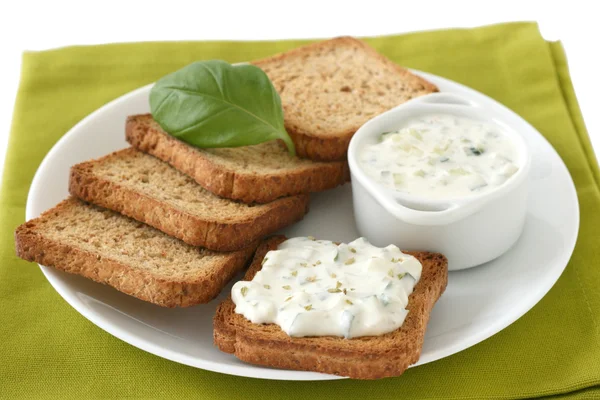 Toasts with cream cheese — Stock Photo, Image