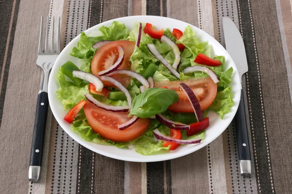 Salada com cebola vermelha — Fotografia de Stock