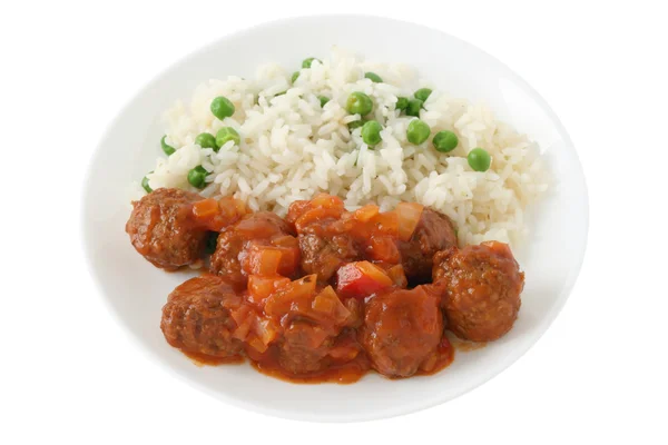 Stock image Meatballs with sauce and rice