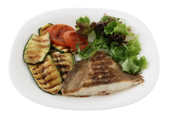 Grilled flounder with vegetables — Stock Photo, Image