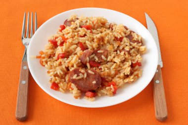 Rice with sausages