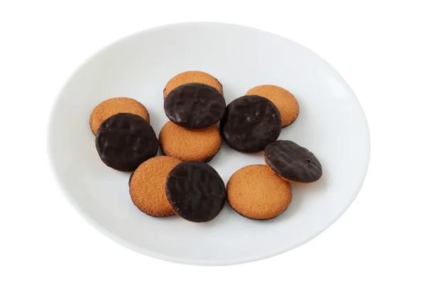 Chocolate cookies on a plate — Stock Photo, Image