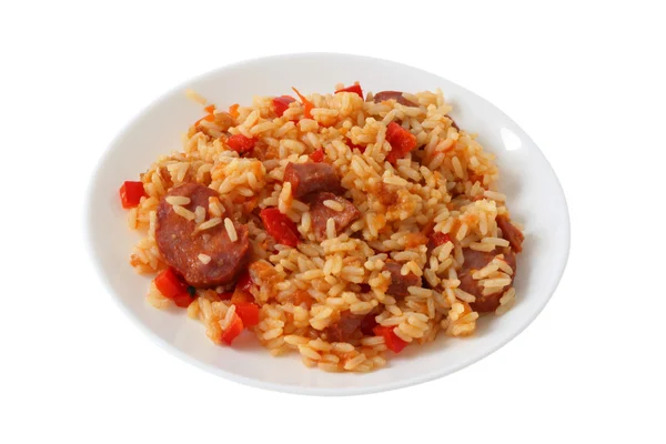 Rice with sausages — Stock Photo, Image