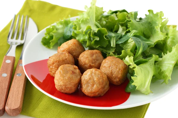 Chicken meatballs with salad — Stock Photo, Image