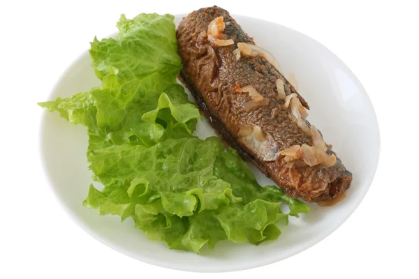 Риба з салатом — стокове фото