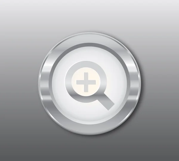 Silver zoom in button — 图库照片