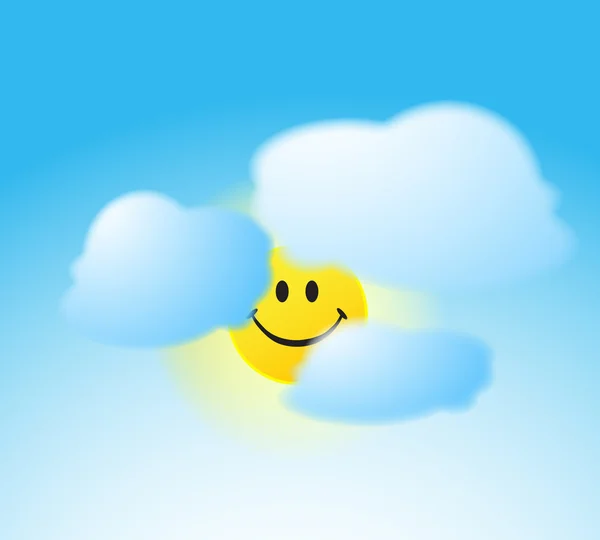 Smile face sun with a clouds — Stock Photo, Image