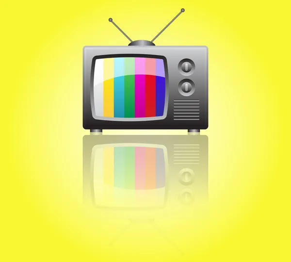 Retro tv op gele achtergrond — Stockfoto