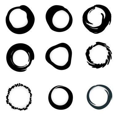 Vector grunge ink brush Circle border sets clipart