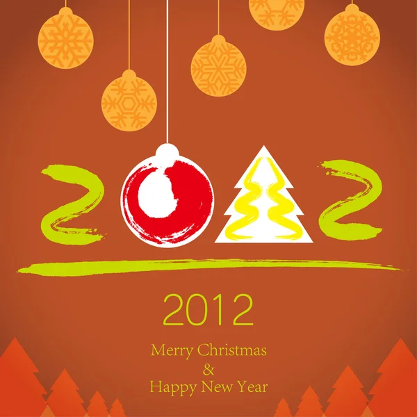 2011 のメリー クリスマスと 2012年新年あけましておめでとうございます背景. — ストックベクタ