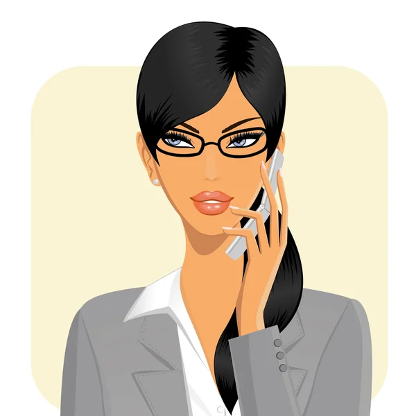 Geschäftsfrau hält Handy in der Hand — Stockvektor