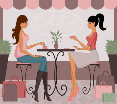 Coffee After Shopping clipart