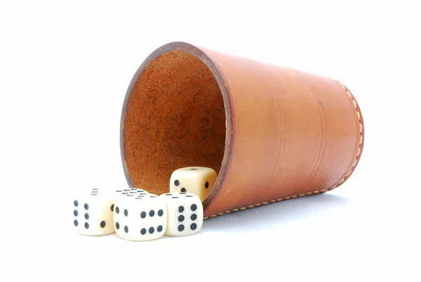 Dice cup with dices — Stock Photo, Image