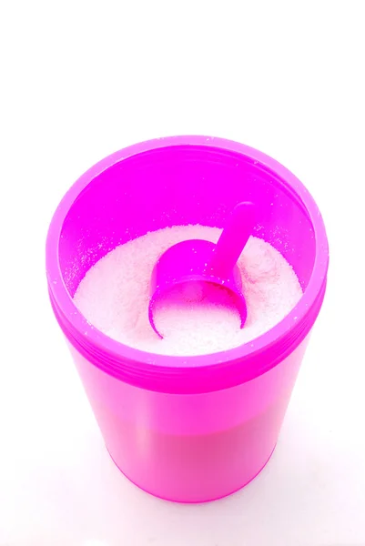 Washing powder in pink box — Stock Photo, Image