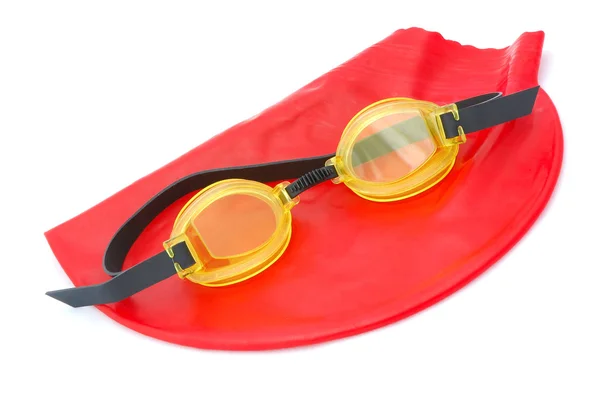 Шапка для купання з окулярами — стокове фото