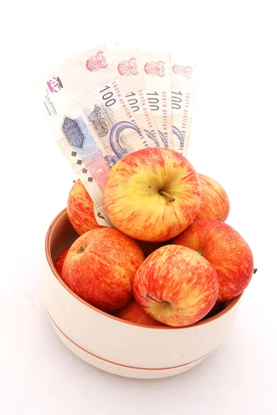 Manzanas y dinero —  Fotos de Stock
