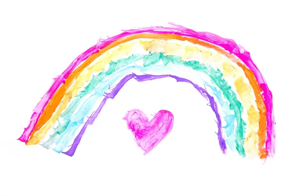 Corazón bajo el arco iris — Foto de Stock
