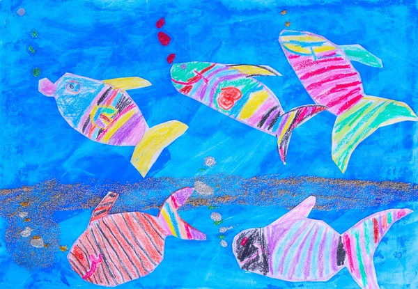 Kinder Kunst Stil Fischbecken — Stockfoto
