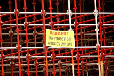 Scaffolding with danger sign clipart