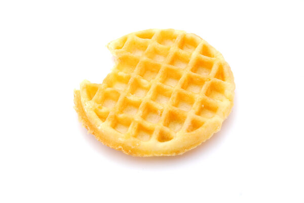 One bite on Belgian waffle
